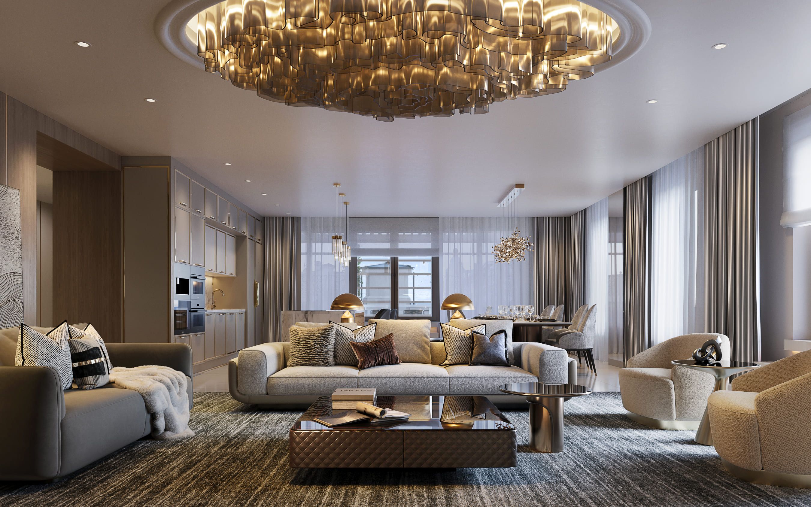 Интерьер класса люкс для квартиры в ЖК Бадаевский от Studia 54 Интерьер класса люкс для квартиры в ЖК Бадаевский от Studia 54