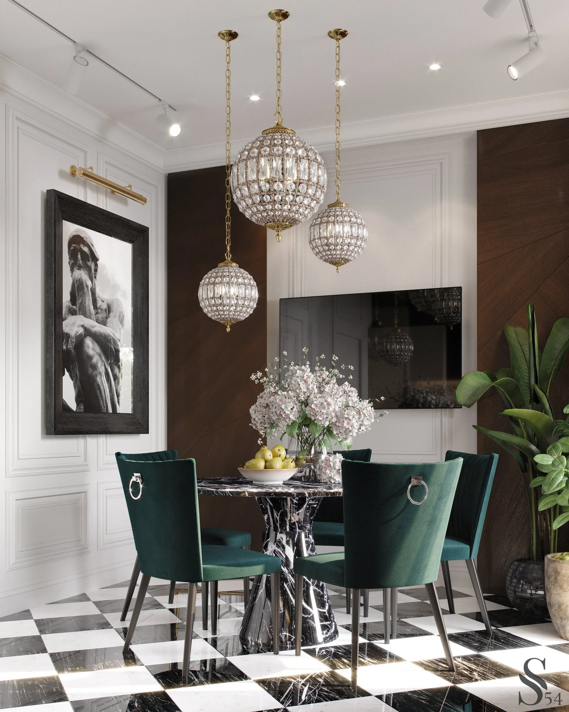 Magnificent emerald chairs by Pietro Milady
