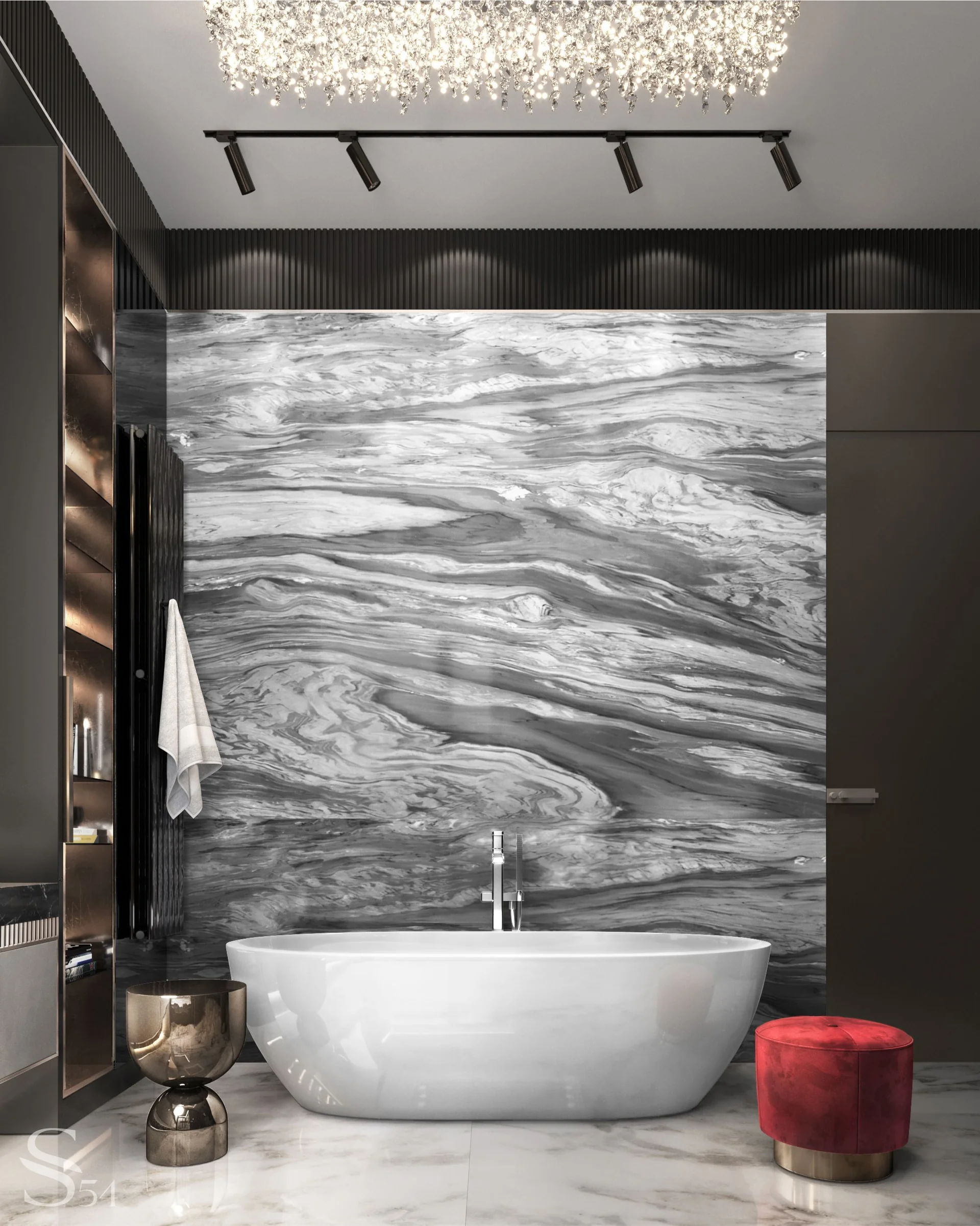 An important aspect of the master bathroom design is an individual approach, as the height of sinks, storage compartments, and lighting modes should suit the users.
An important aspect of the master bathroom design is an individual approach, as the height of sinks, storage compartments, and lighting modes should suit the users.
