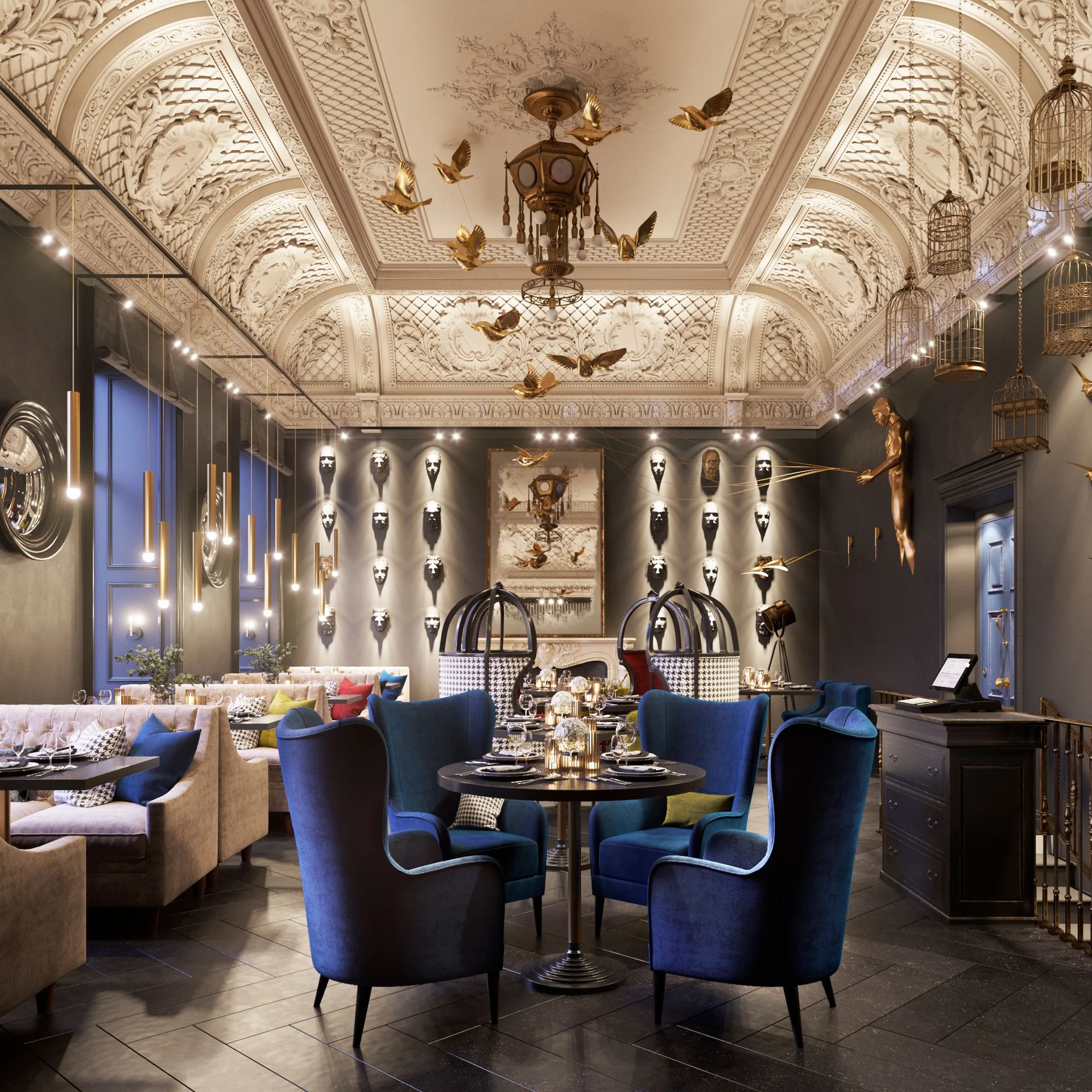 Expensive modern interior design by Studia 54 for a cottage in elite village