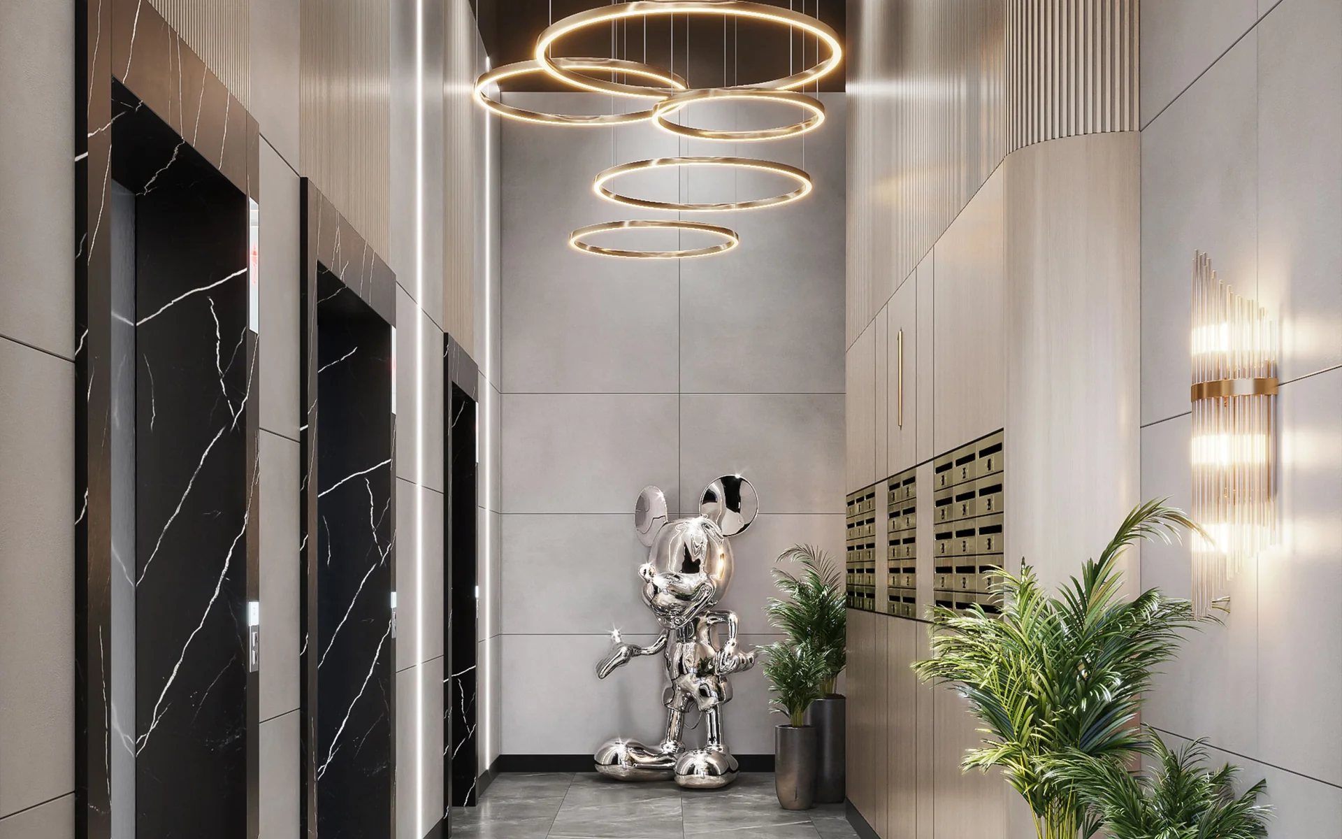 Дизайн интерьера luxury от Studia 54 для МОП дома в Калининграде