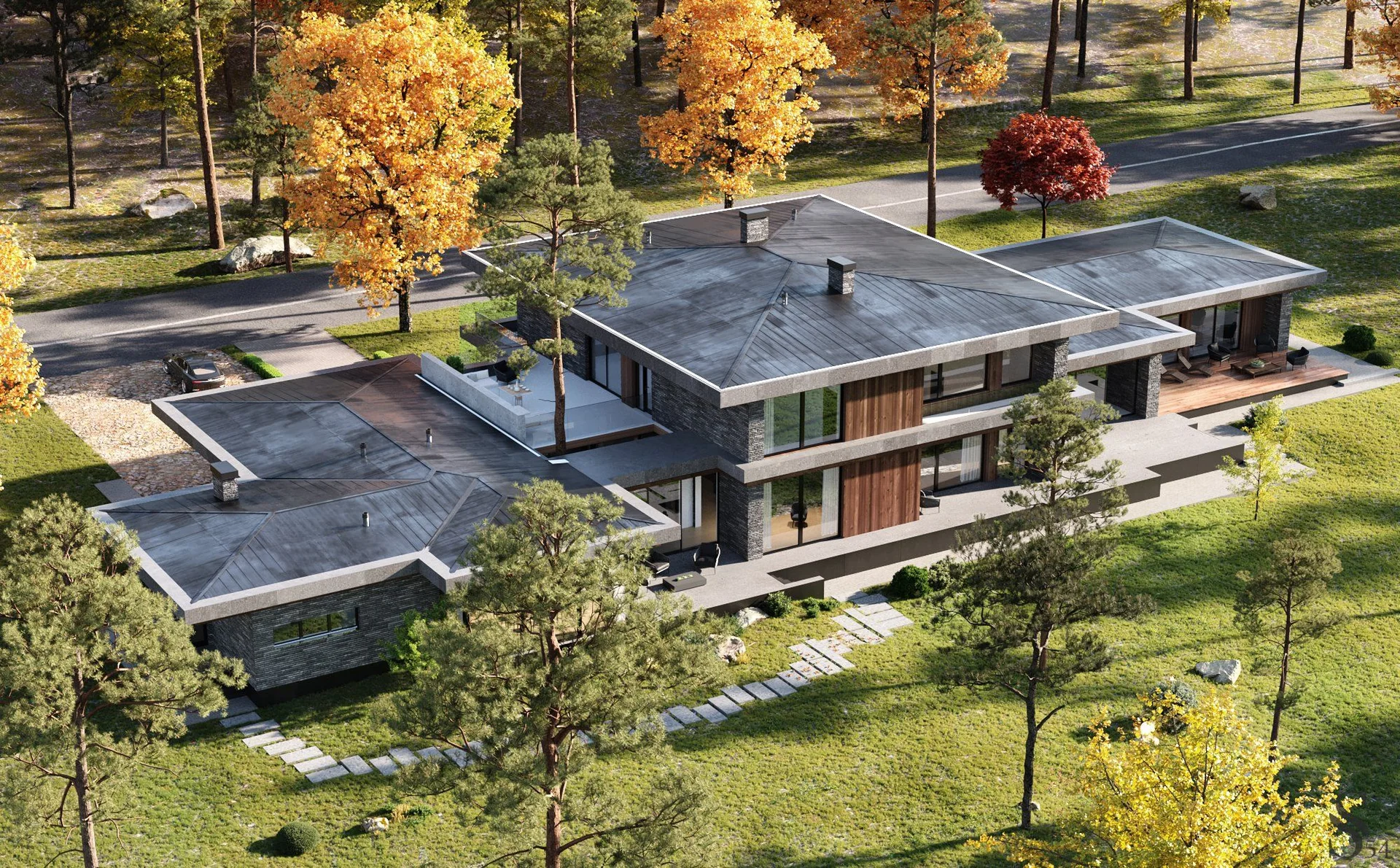 Luxury project of one-storey house with double floor height area by Studia 54