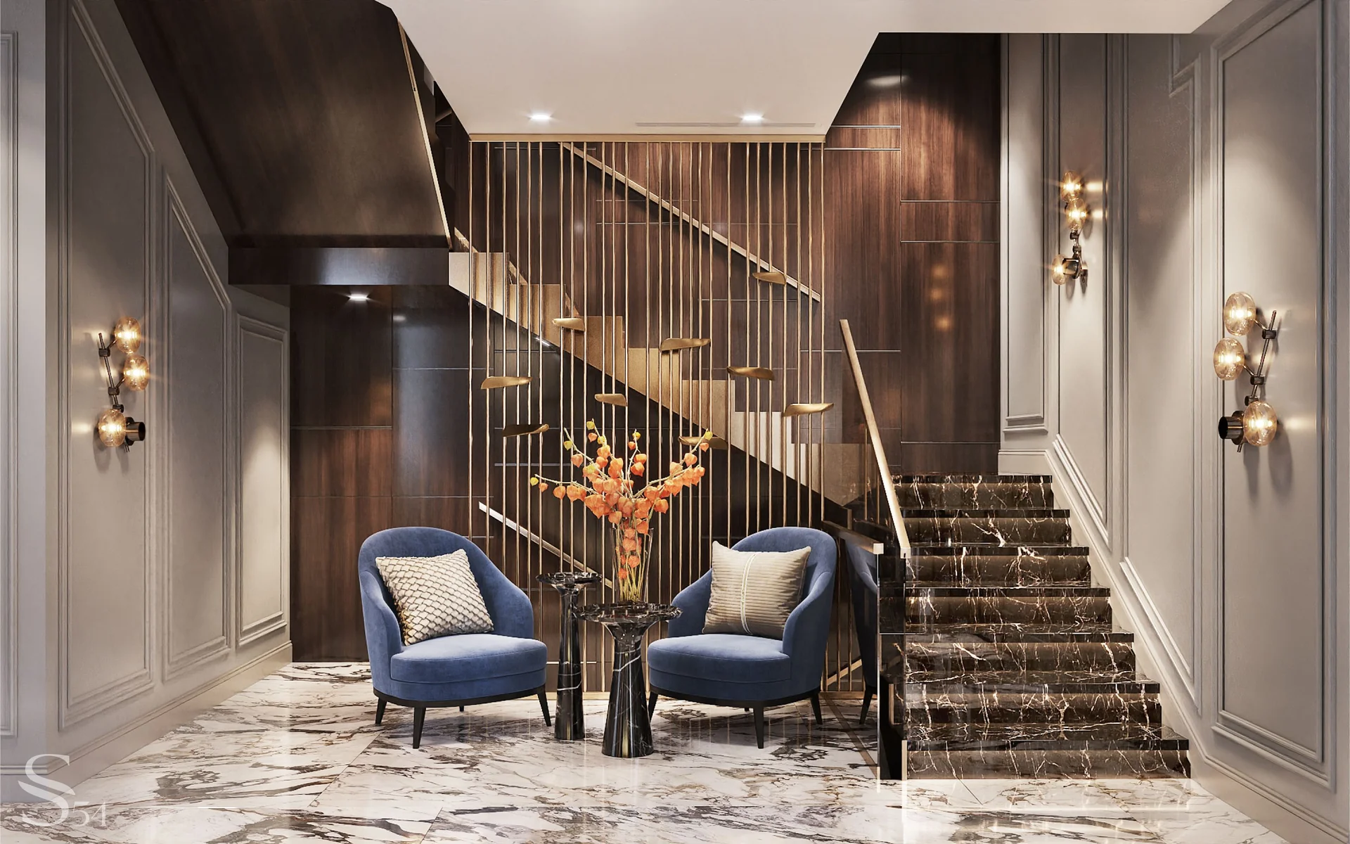 Interior design of a richly furnished apartment in Tbilisi: Studia 54