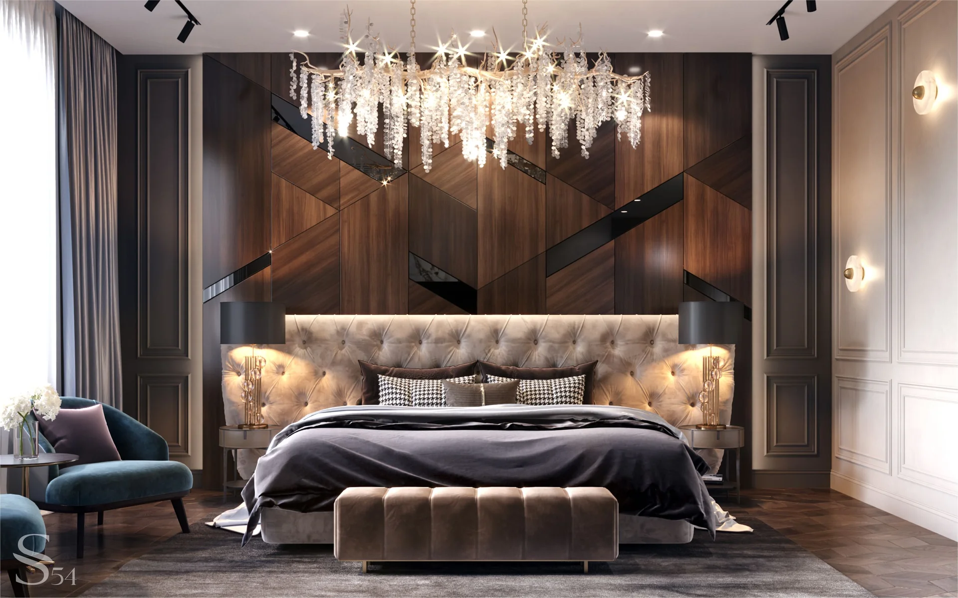 Interior design of a richly furnished apartment in Tbilisi: Studia 54