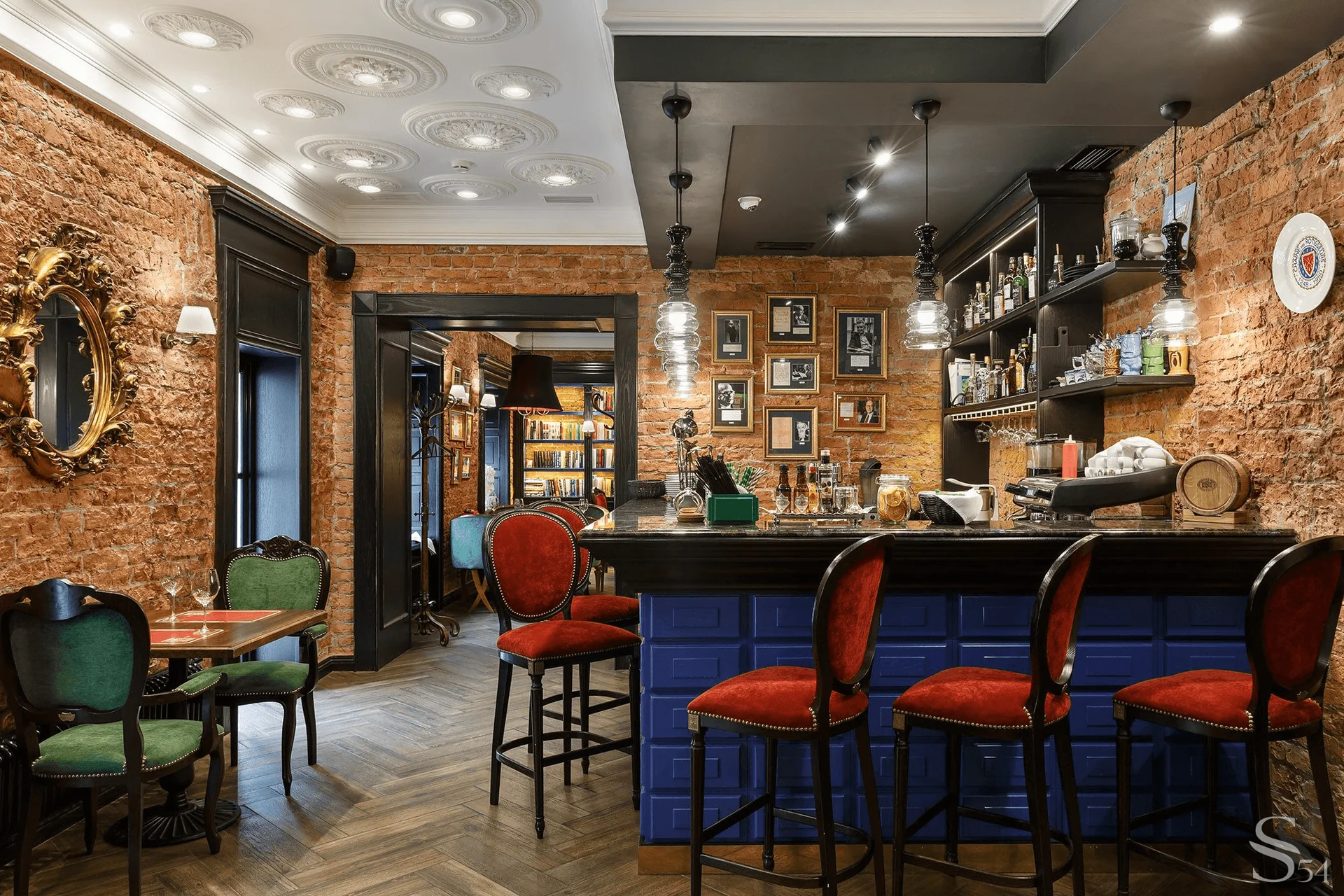 Interior design project of Symposium restaurant in classic style by Studia 54