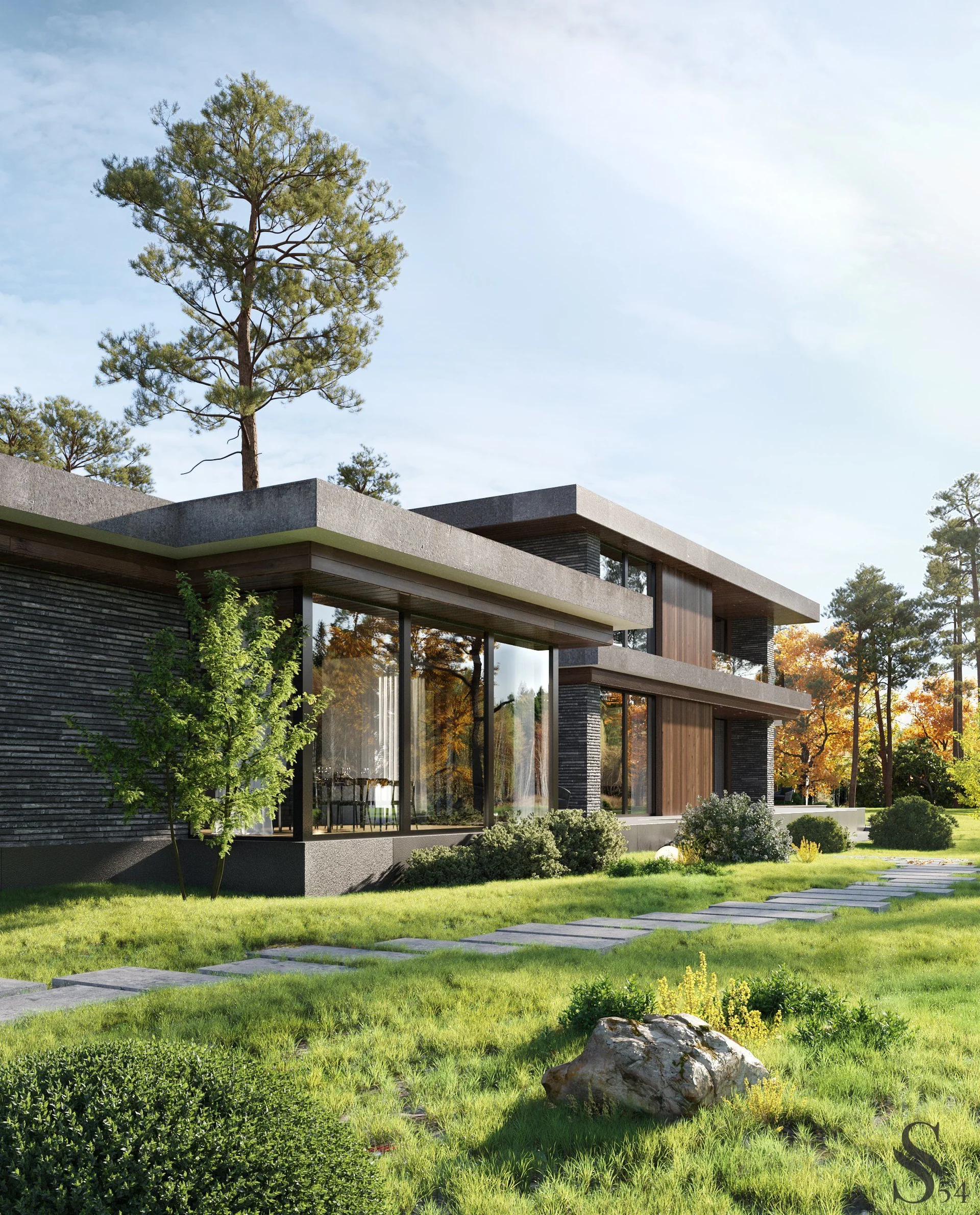 Двухэтажный особняк в светлых тонах от Studia 54: элитные архитектурные проекты