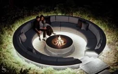 Illuminated fireplace area in the Studia 54 project