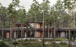 Architectural project of a villa in a pine forest
